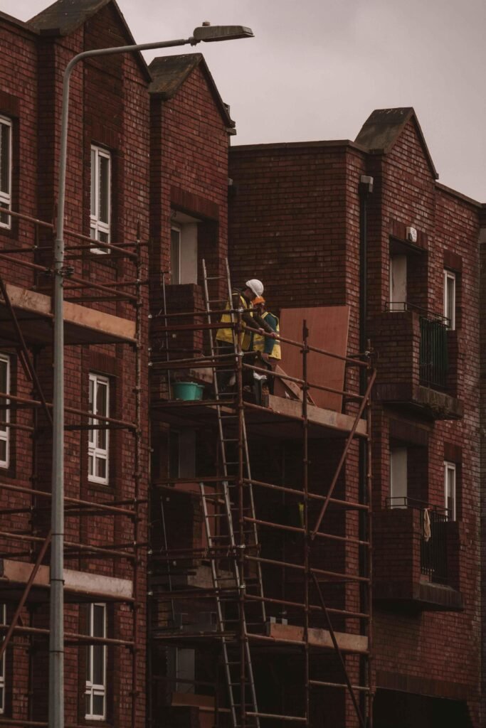 Alt text: Victorian terraced homes in Wolverhampton requiring full plastering during renovation